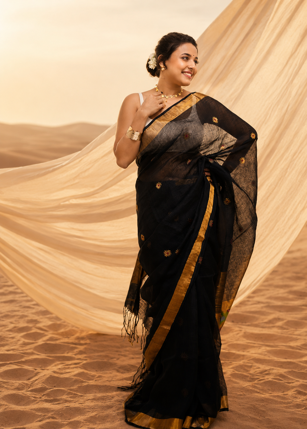 Linen Paithani Saree with Running Blouse Piece