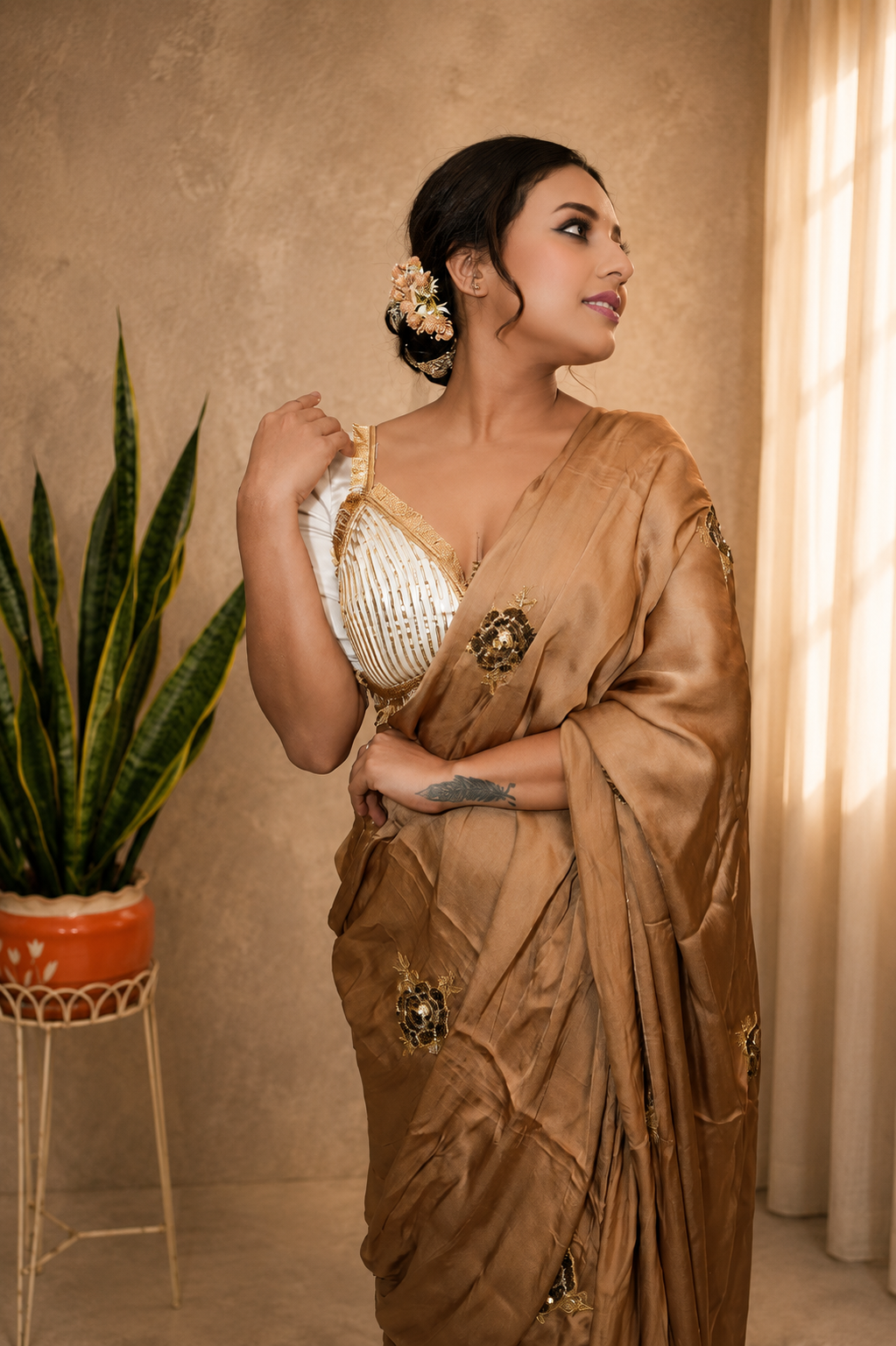 Modal silk zardusi work saree with running blouse piece
