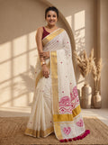 Kerala cotton with Bulian Hand Stitch work saree