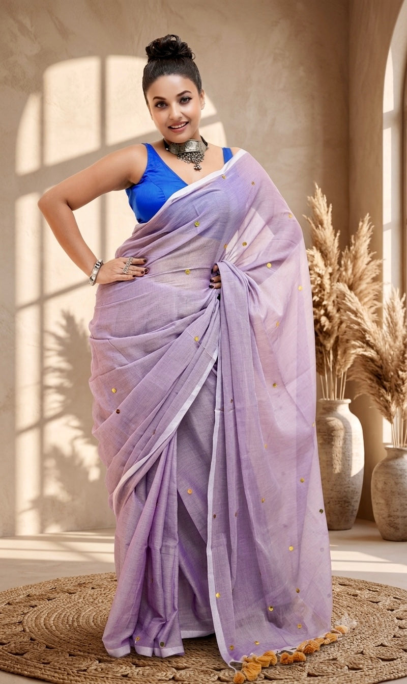 Purple Lavender Malcotton Saree