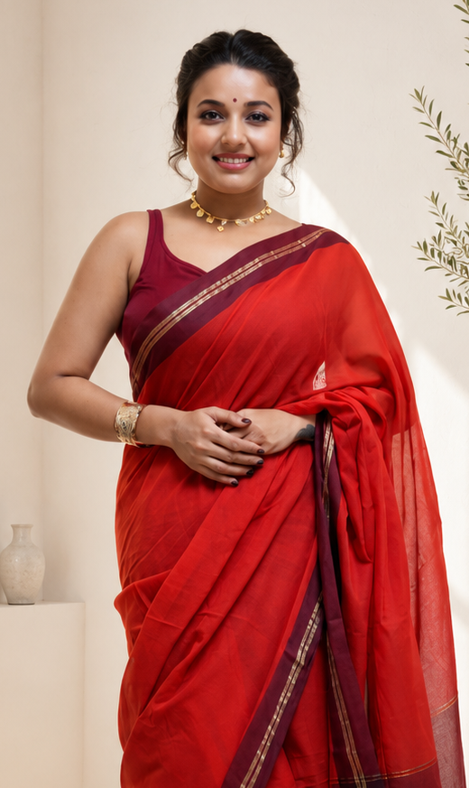 Traditional Onam Special Festive Red Saree