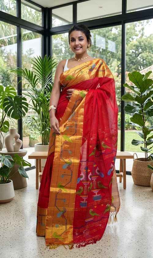 Authentic Handloom Paithani Saree with Handloom Mark