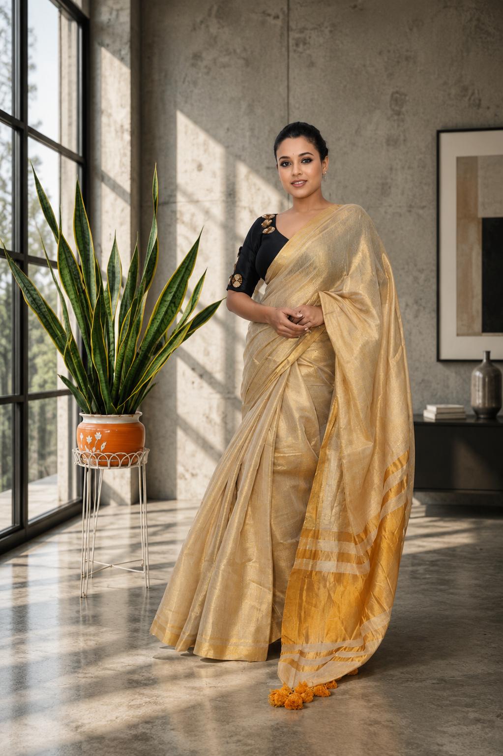 Golden Tissu saree running blouse piece