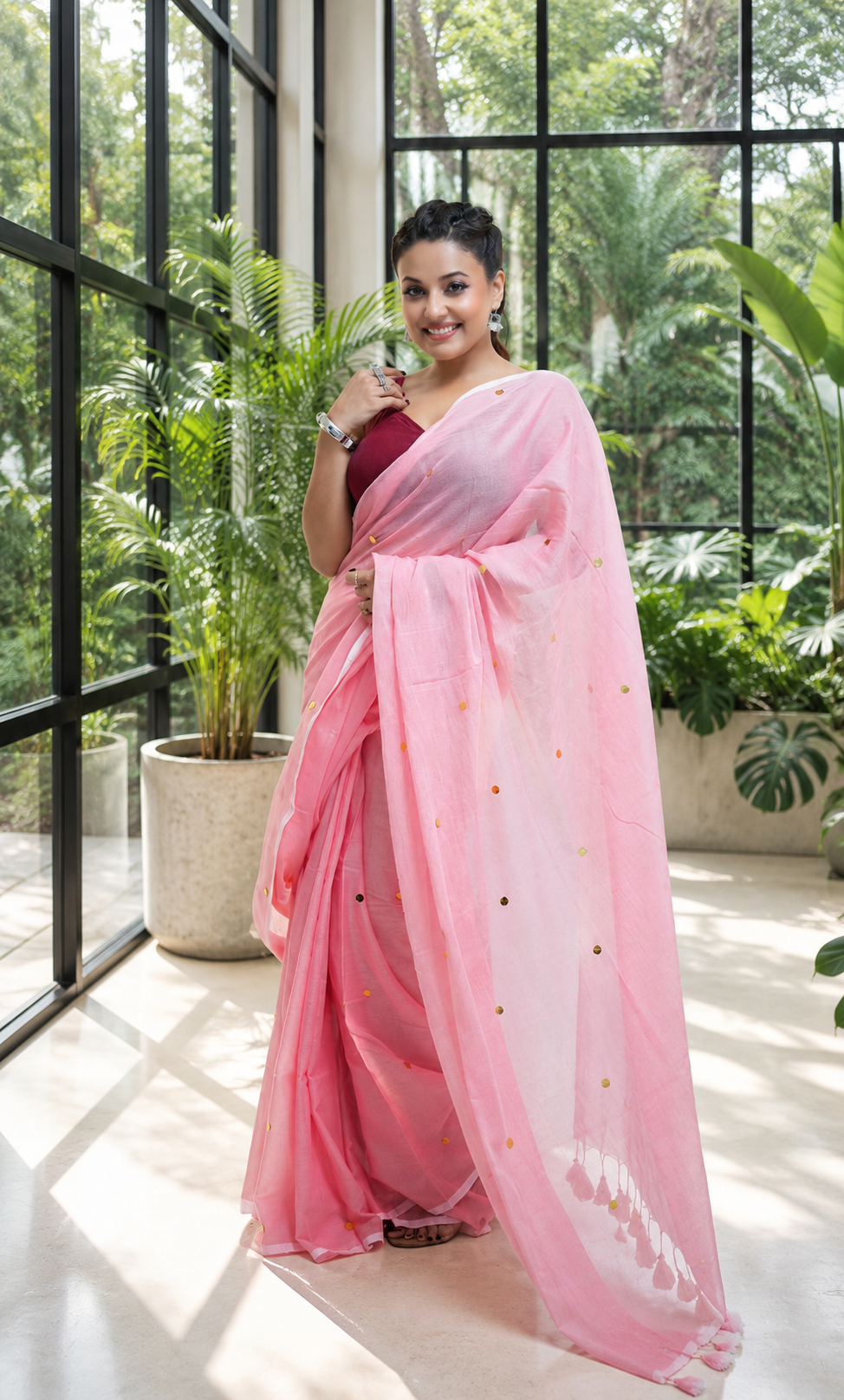Pink Pearl Malcotton Saree