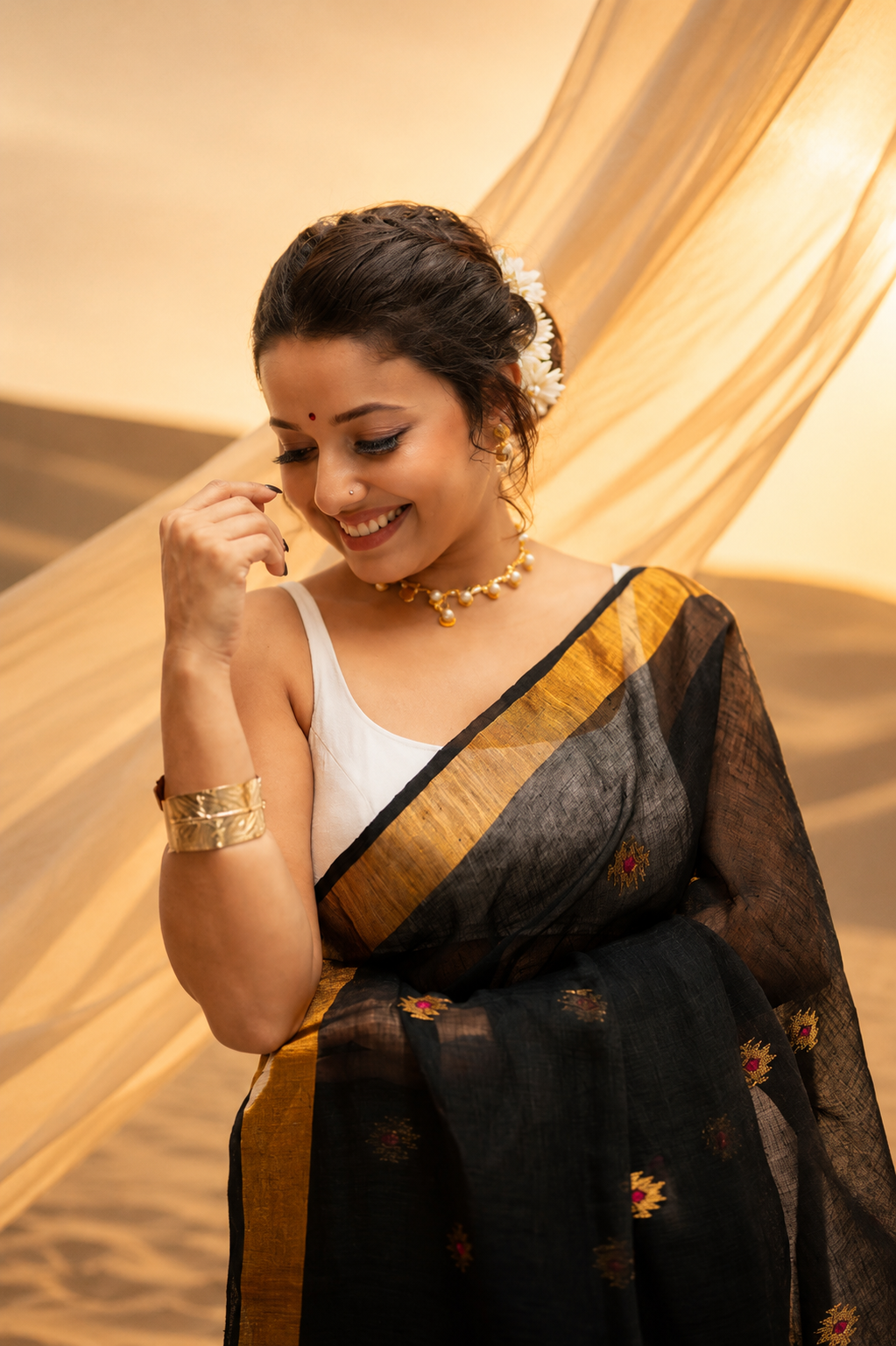 Linen Paithani Saree with Running Blouse Piece