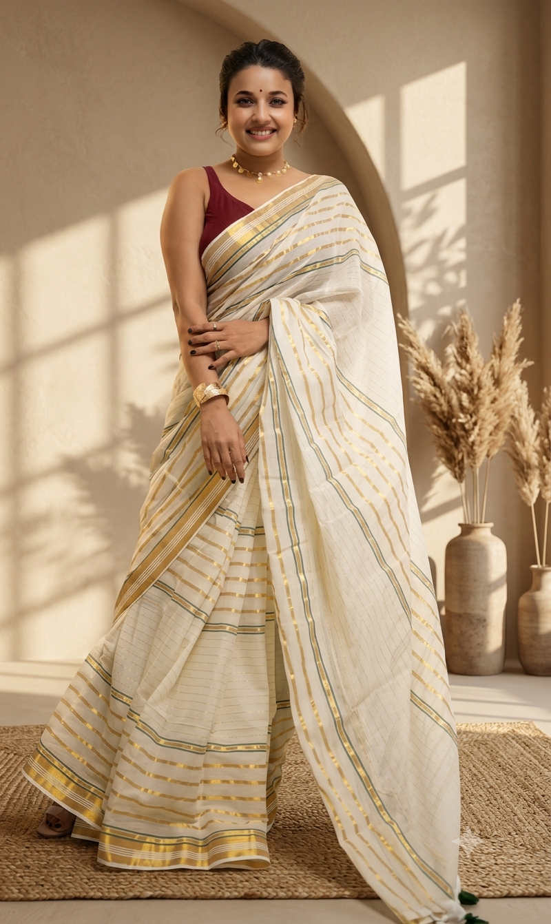 Traditional Onam Special Kasavu Saree