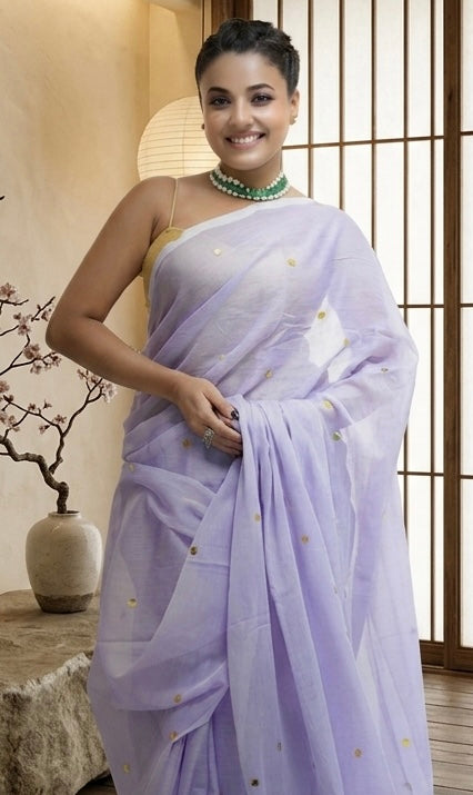 Moon Lavender Malcotton Saree