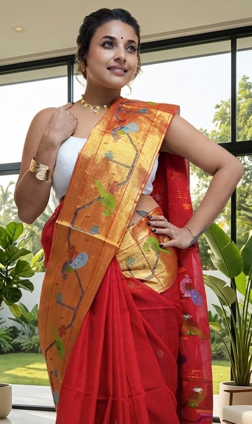 Authentic Handloom Paithani Saree with Handloom Mark