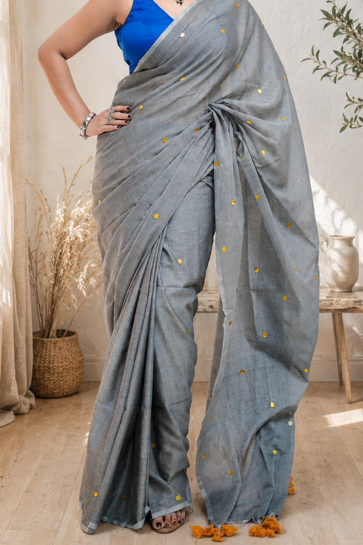 Slate Grey Malcotton Saree