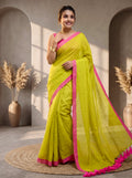 Elegant Cotton Malmal Saree with Tassel Pallu | Soft & Lightweight |Yellow