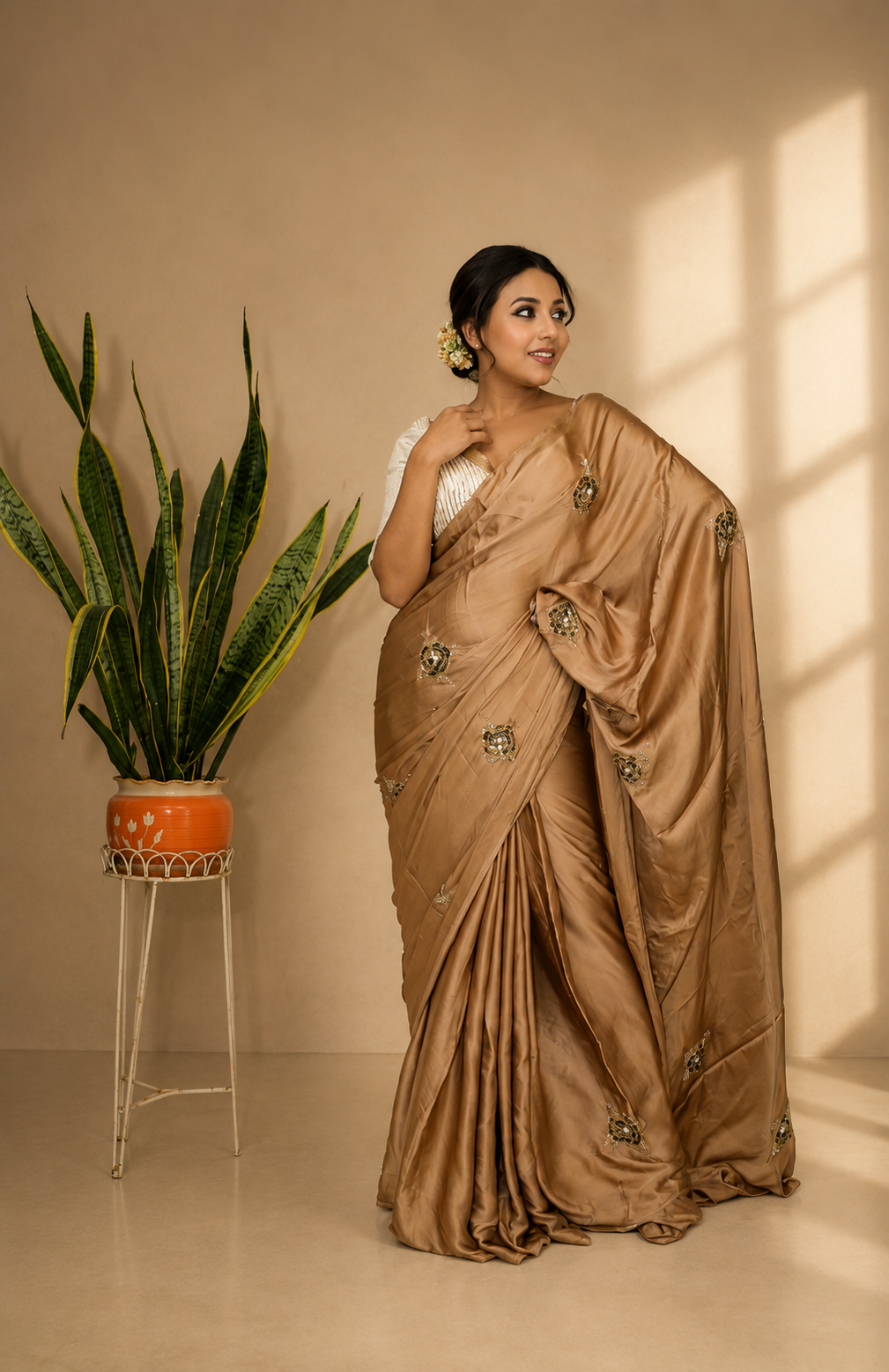 Modal silk zardusi work saree with running blouse piece