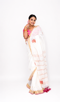 Malcotton embroidery zarsusi hand work saree with running blouse piece