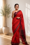 Traditional Onam Special Festive Red Saree