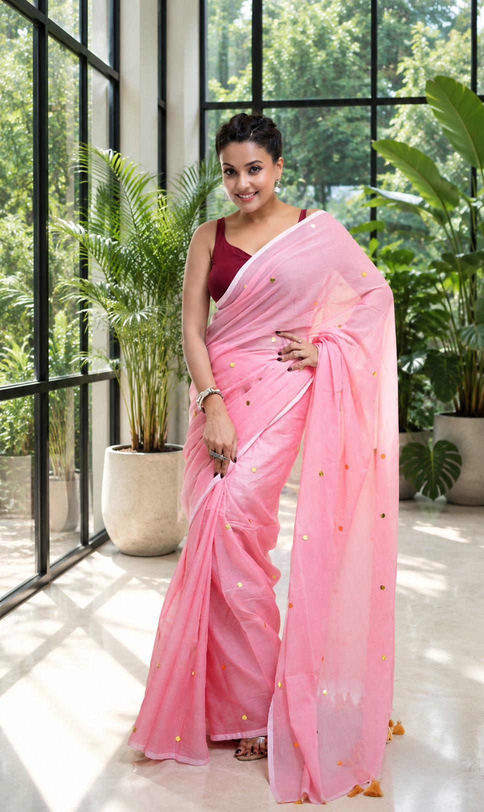 Pink Pearl Malcotton Saree