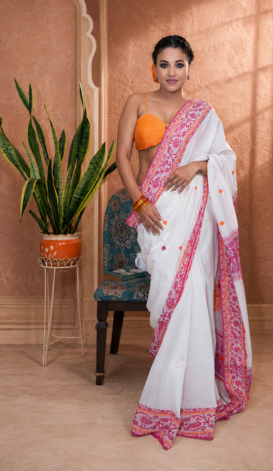 Bengal cotton handwoven saree with running Blouse piece