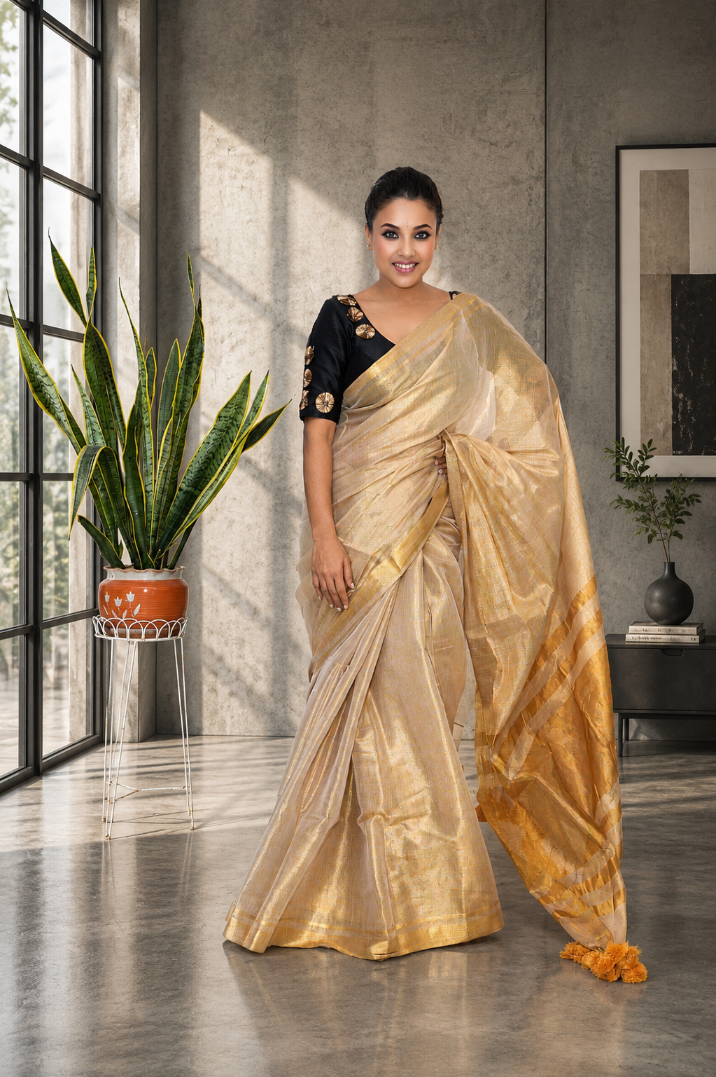Golden Tissu saree running blouse piece