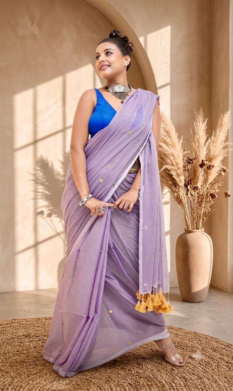 Purple Lavender Malcotton Saree
