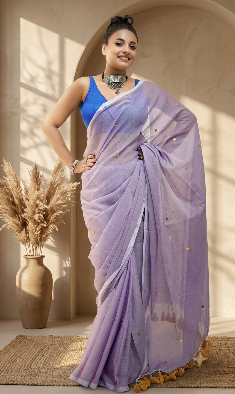 Purple Lavender Malcotton Saree