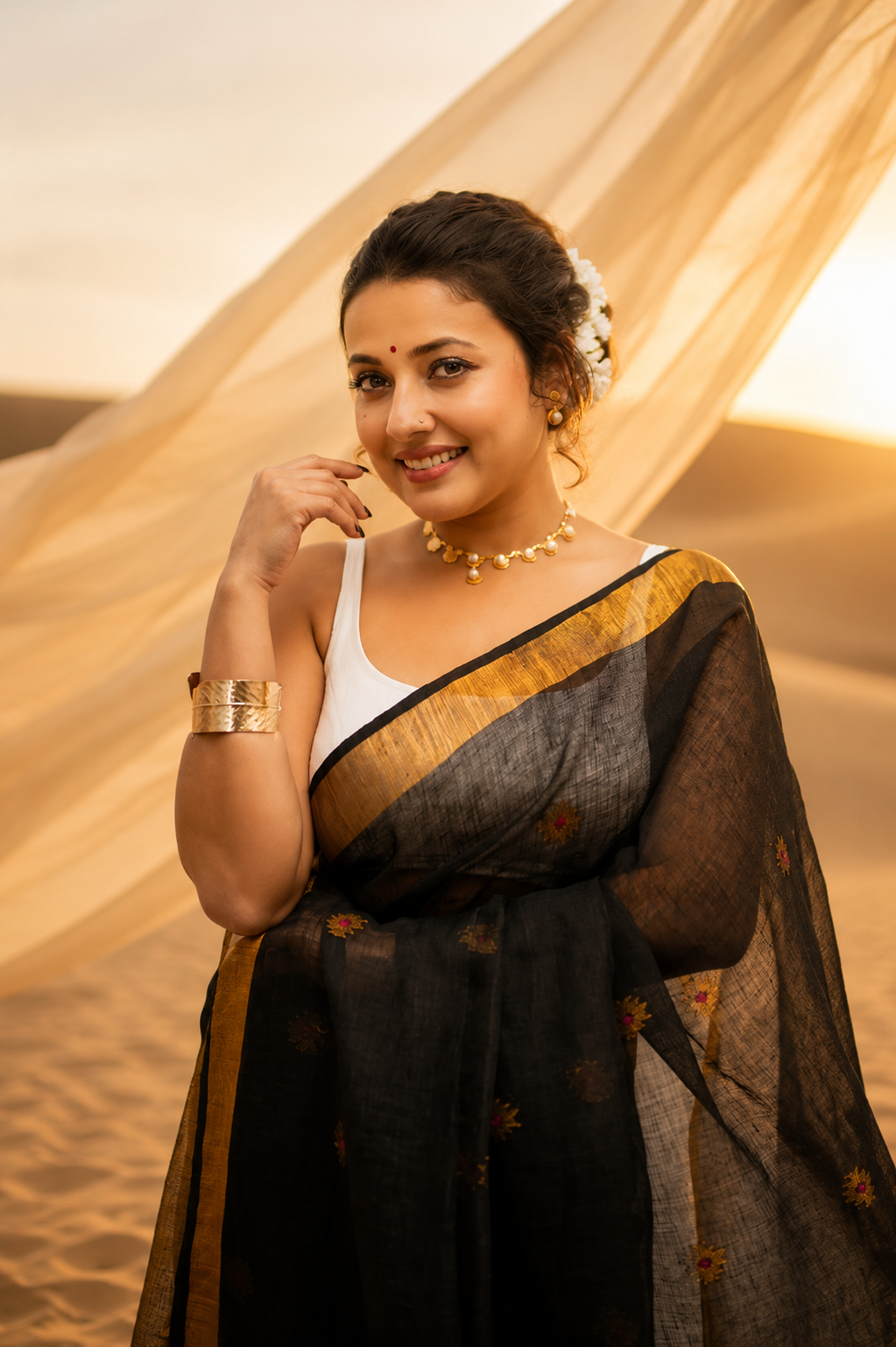 Linen Paithani Saree with Running Blouse Piece