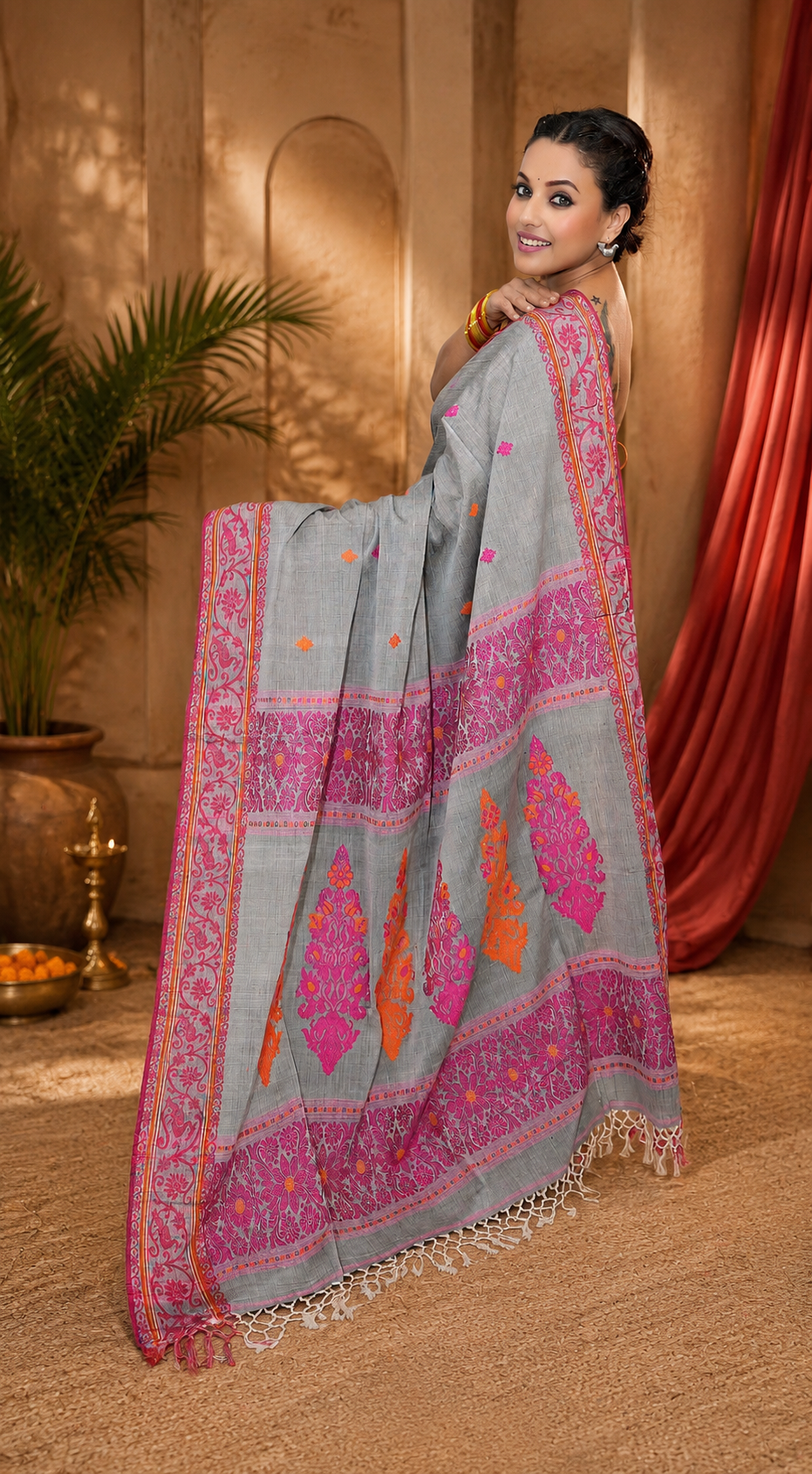 Bengal cotton handwoven saree with running Blouse piece