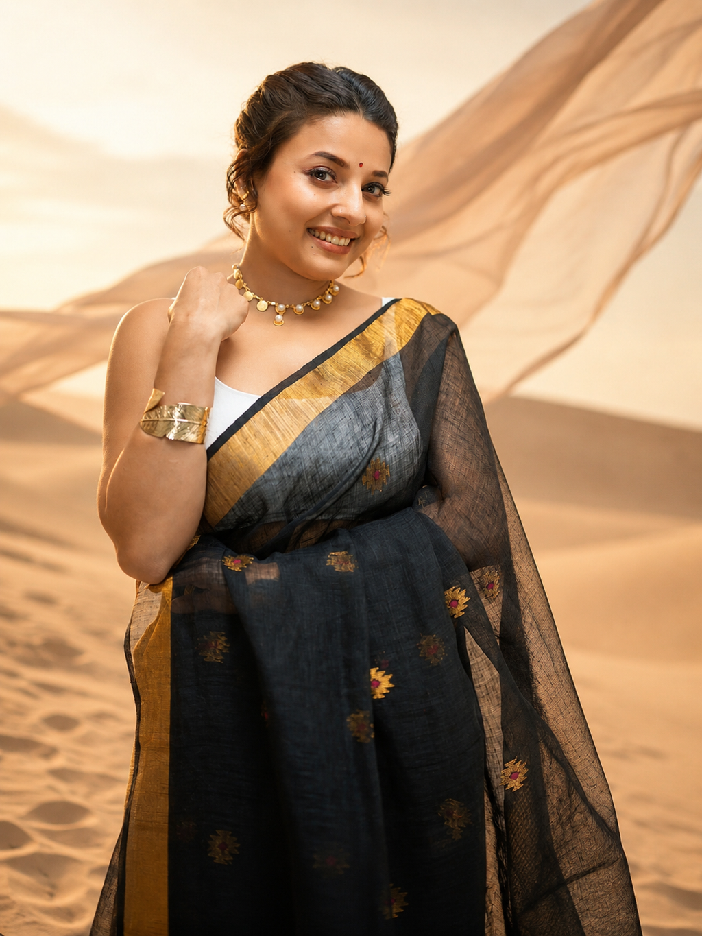 Linen Paithani Saree with Running Blouse Piece