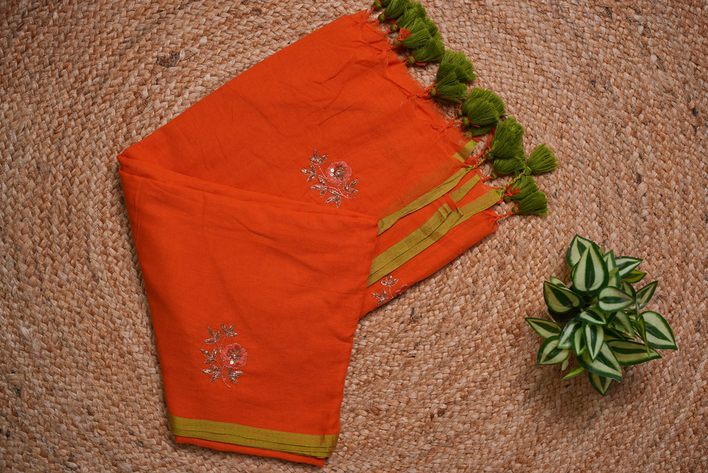 Malcotton zardusi saree without blouse piece