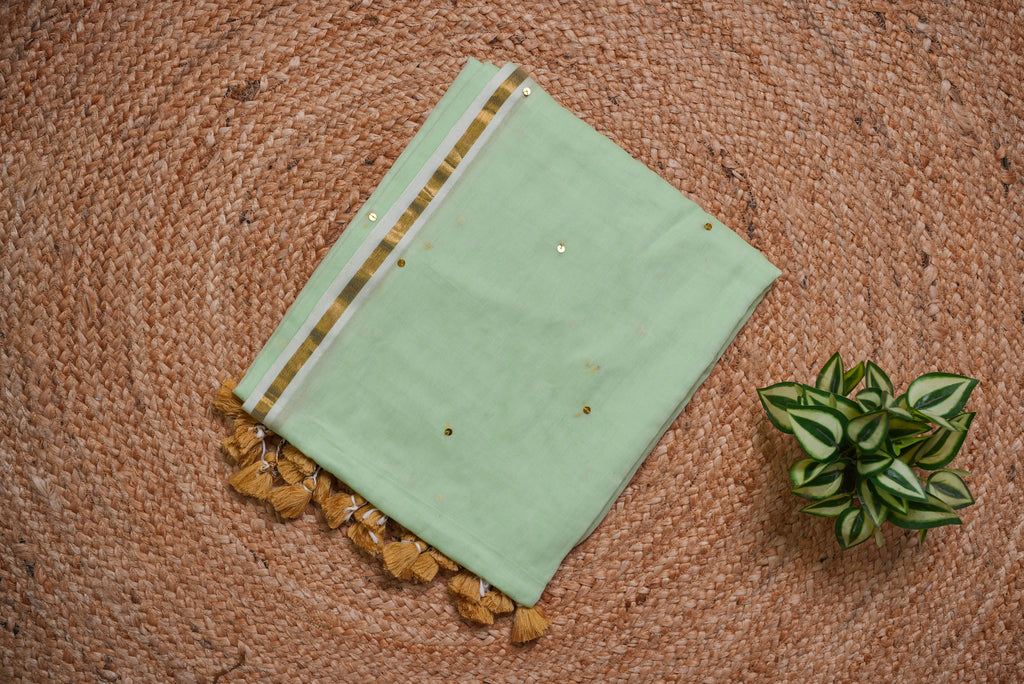 Malcotton sequence saree without blouse piece