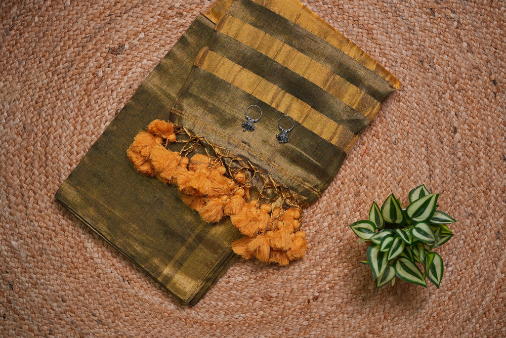 Malcotton tissue saree with running blouse piece