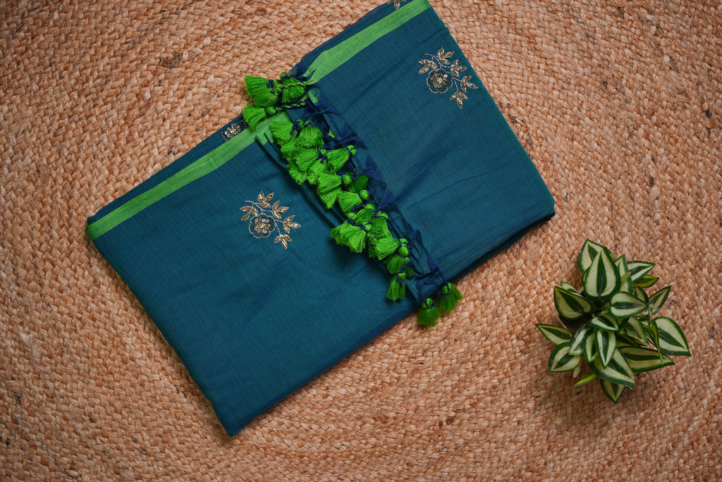 Malcotton zardusi saree without blouse piece