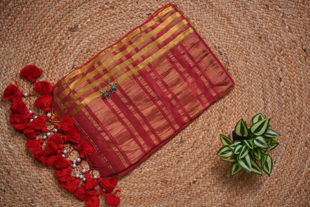 Malcotton tissue saree with running blouse piece
