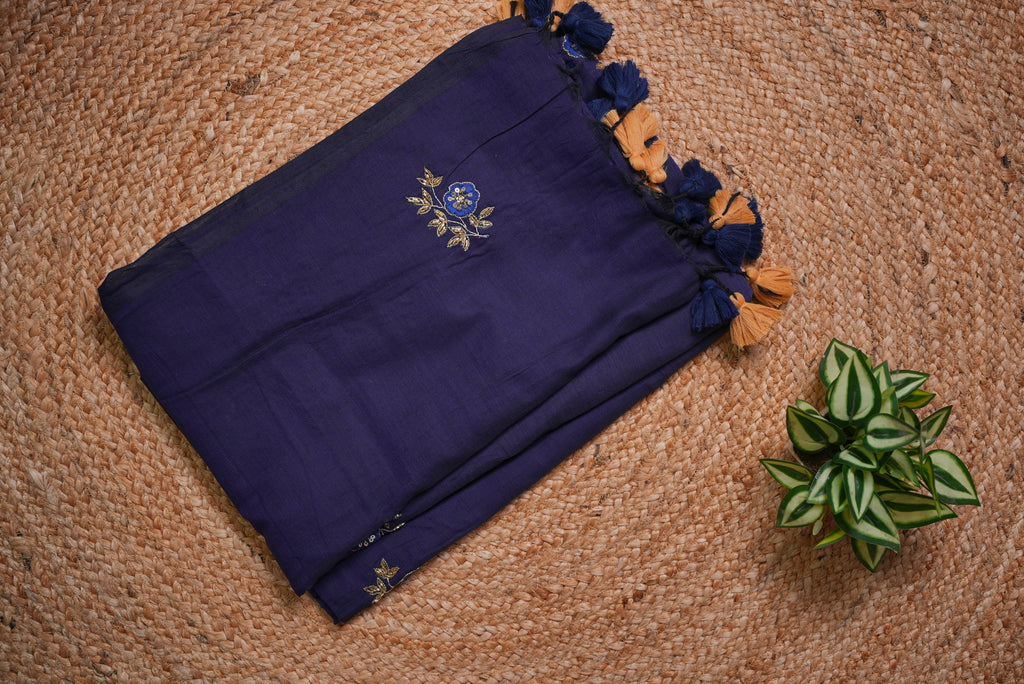 Malcotton zardusi saree without blouse piece