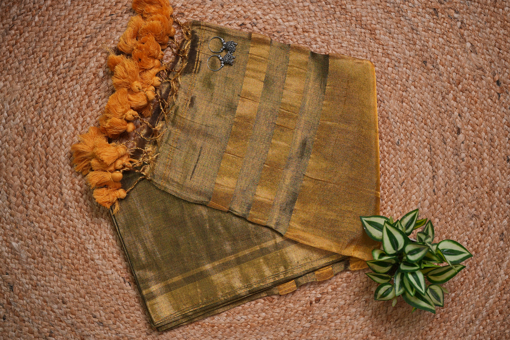 Malcotton tissue saree with running blouse piece