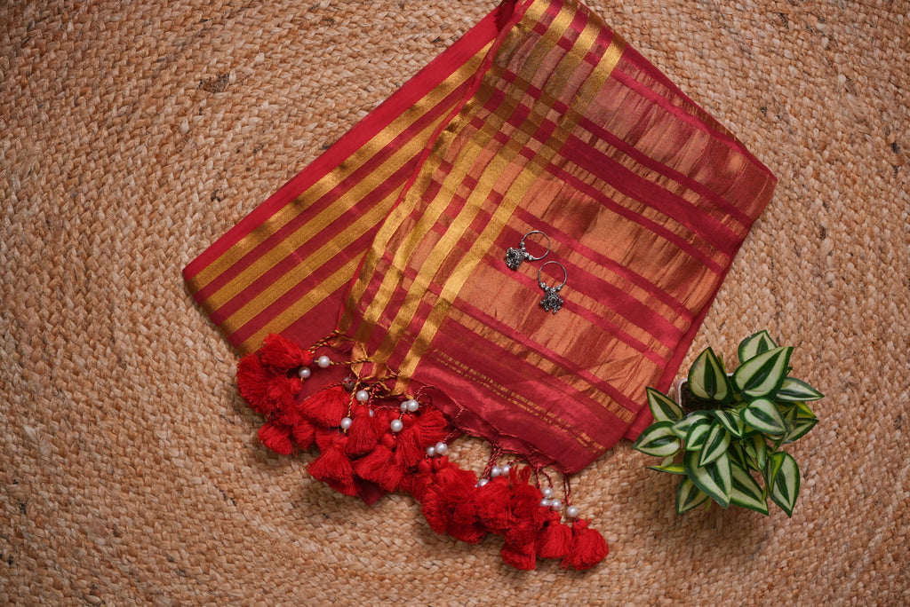 Malcotton tissue saree with running blouse piece
