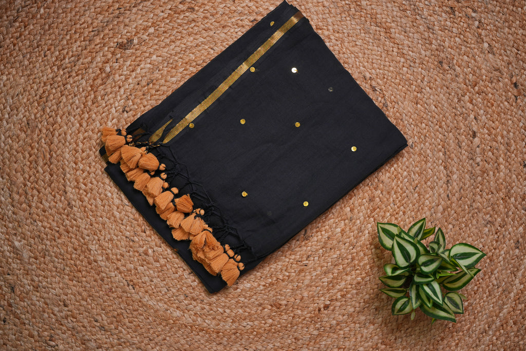 Malcotton sequence saree without blouse piece