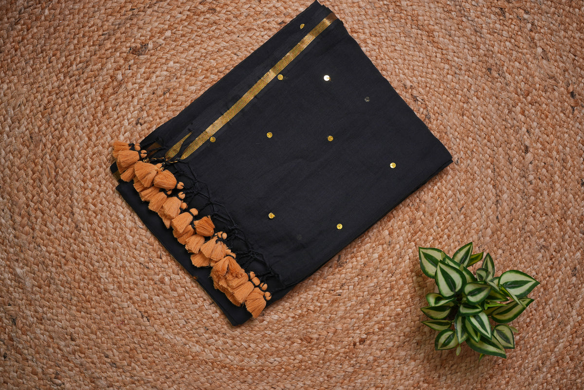 Malcotton sequence saree without blouse piece
