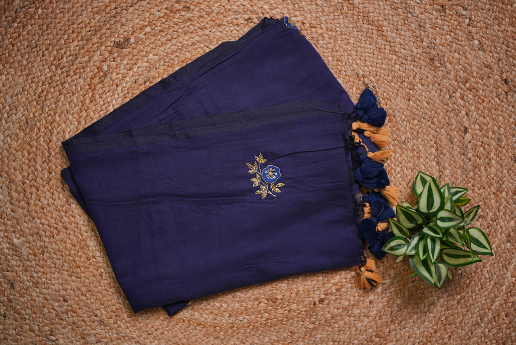 Malcotton zardusi saree without blouse piece