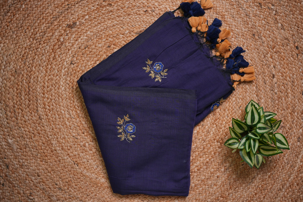 Malcotton zardusi saree without blouse piece