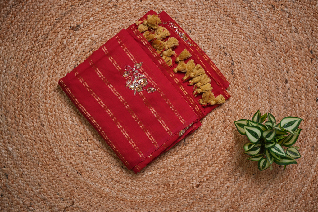 Malcotton sequence saree without blouse piece