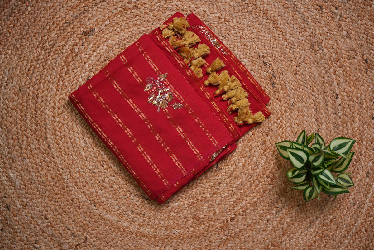 Malcotton sequence saree without blouse piece