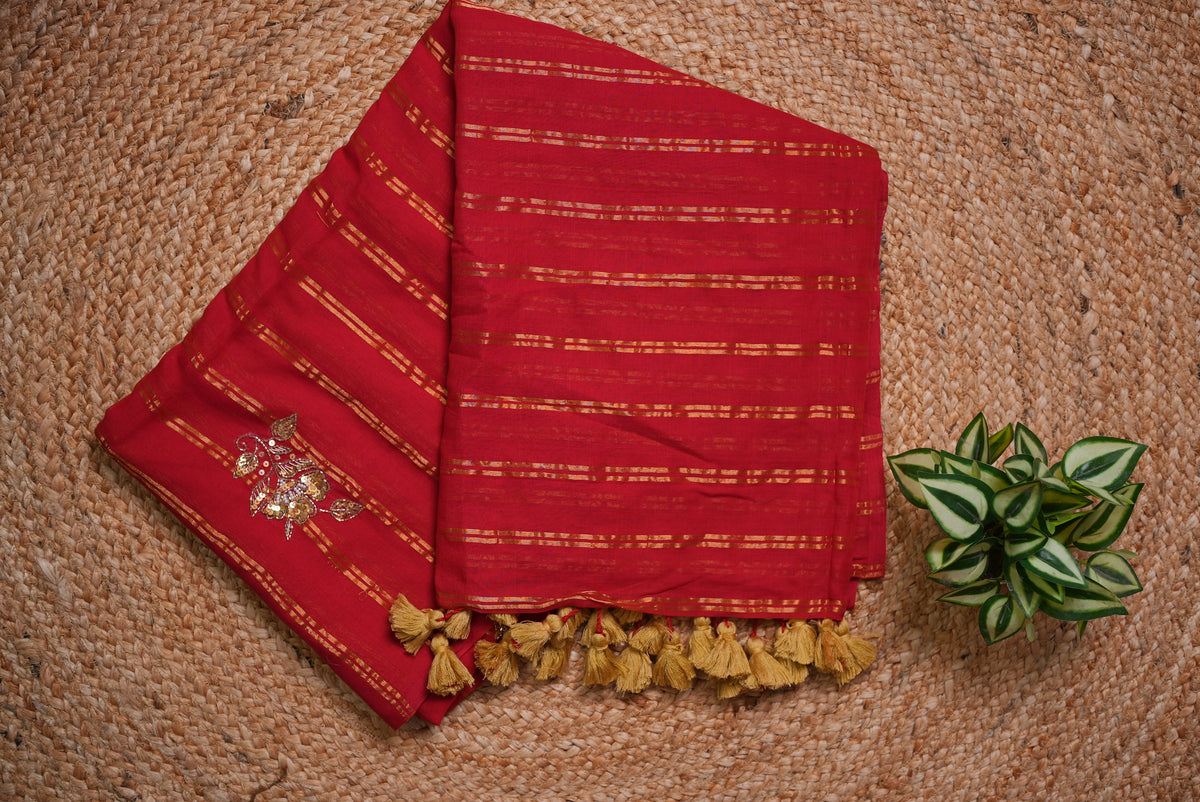 Malcotton sequence saree without blouse piece