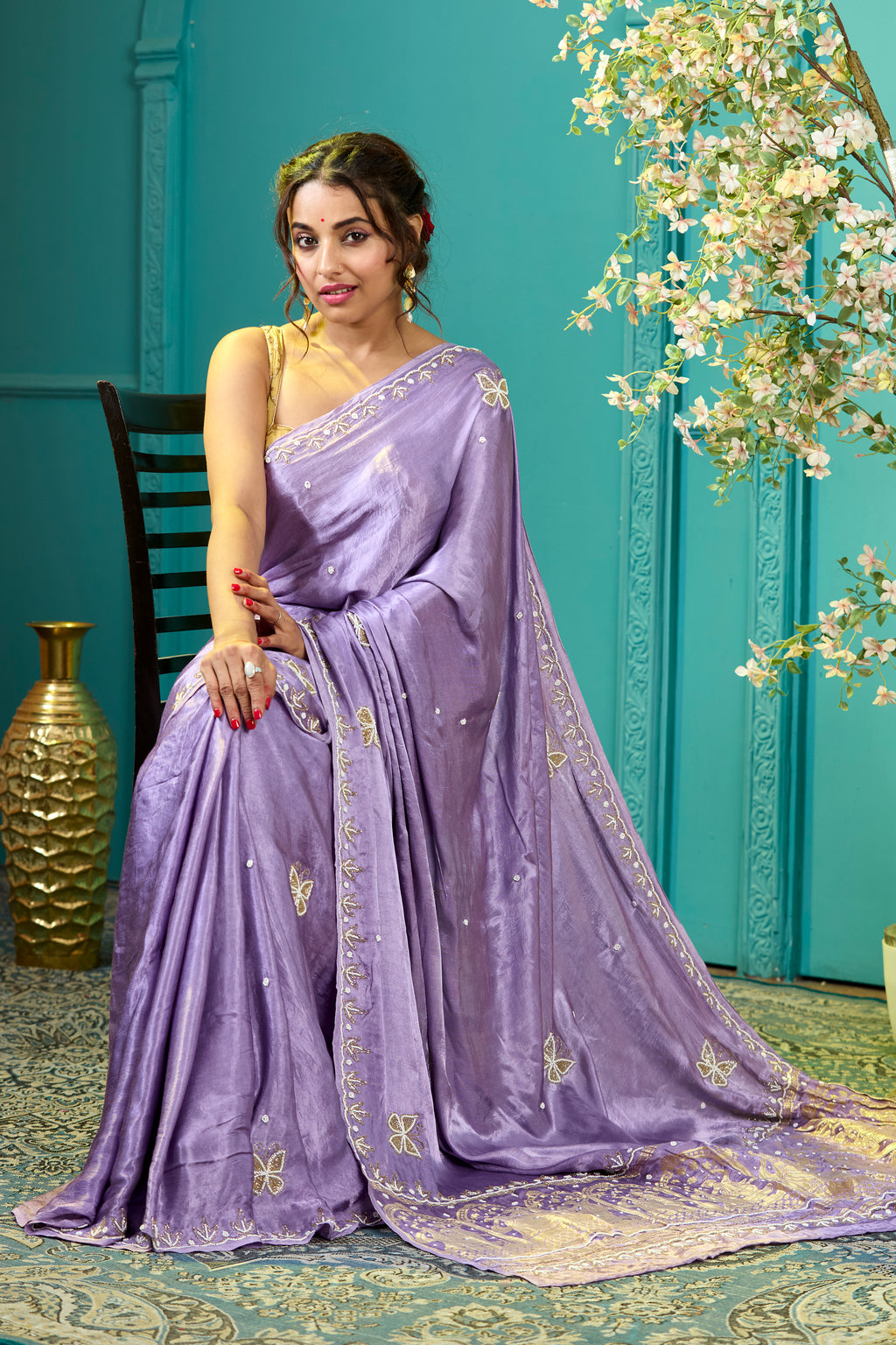 MODAL SILK ZARDUSI HANDWORK SAREE