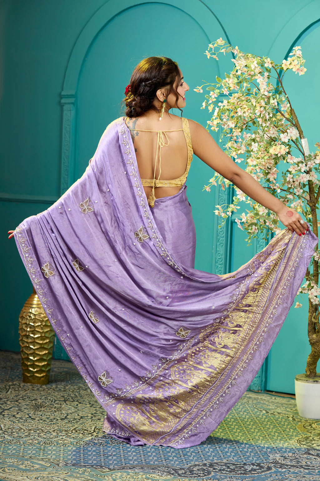 MODAL SILK ZARDUSI HANDWORK SAREE