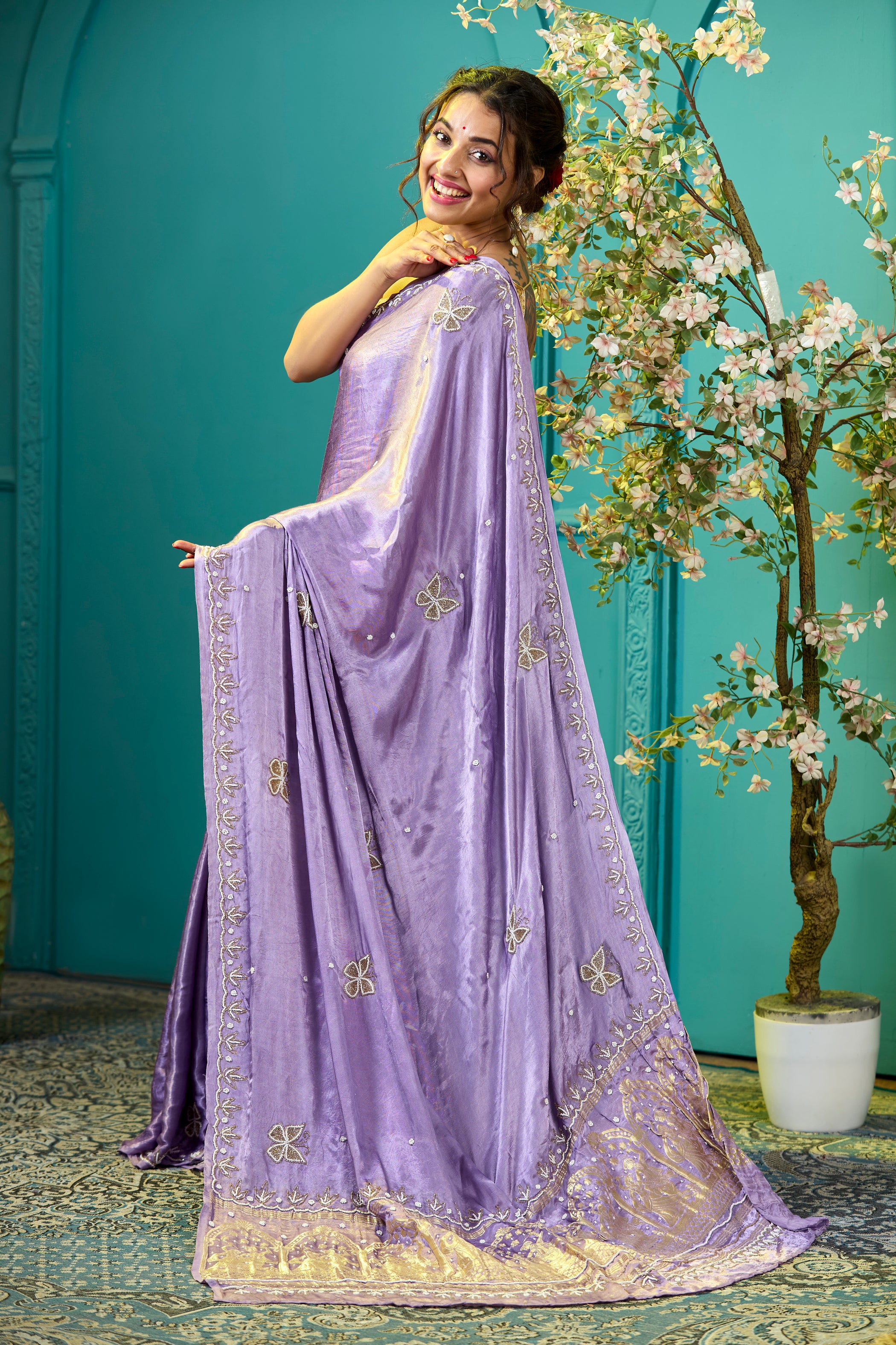 MODAL SILK ZARDUSI HANDWORK SAREE
