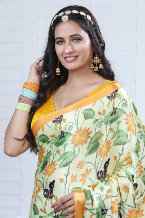 Designer Bangalore Silk Khatha Work Saree with Running Blouse Piece