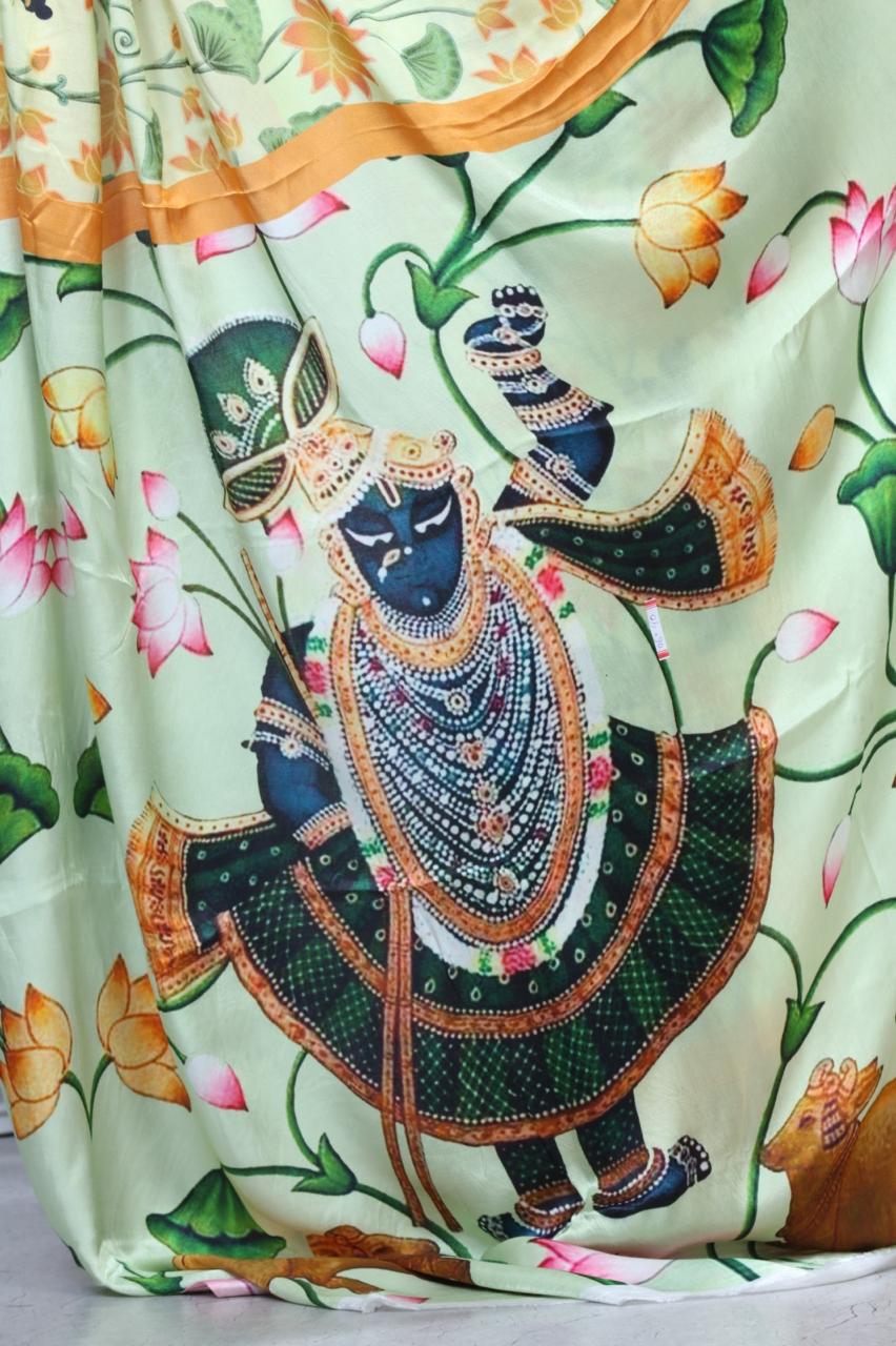 Designer Bangalore Silk Khatha Work Saree with Running Blouse Piece