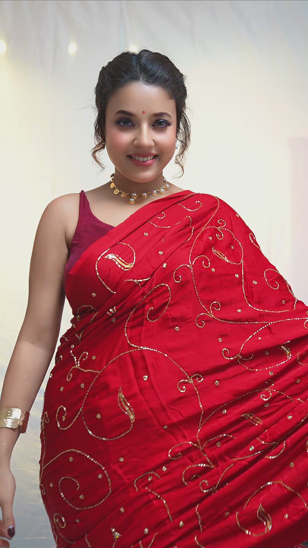 Premium Modal Ajrakh Saree with Zardosi Work