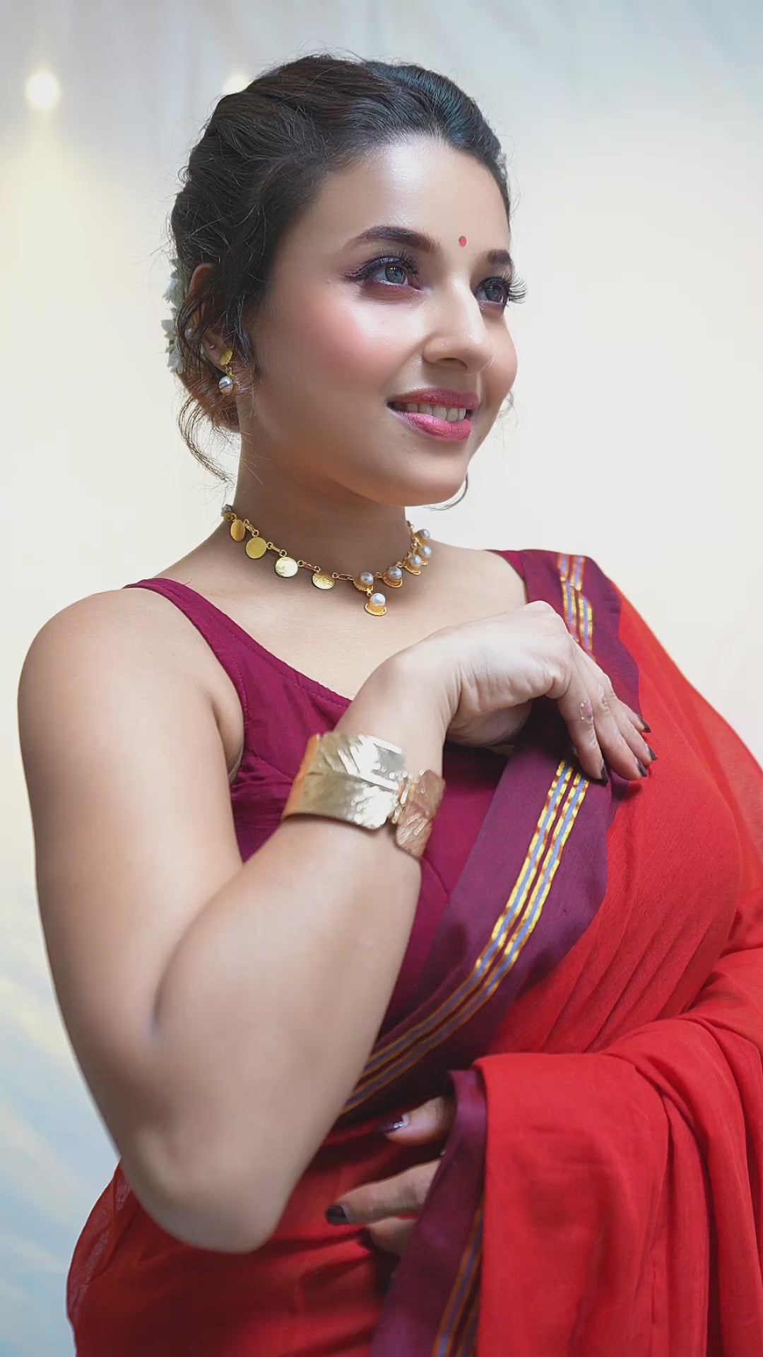 Traditional Onam Special Festive Red Saree